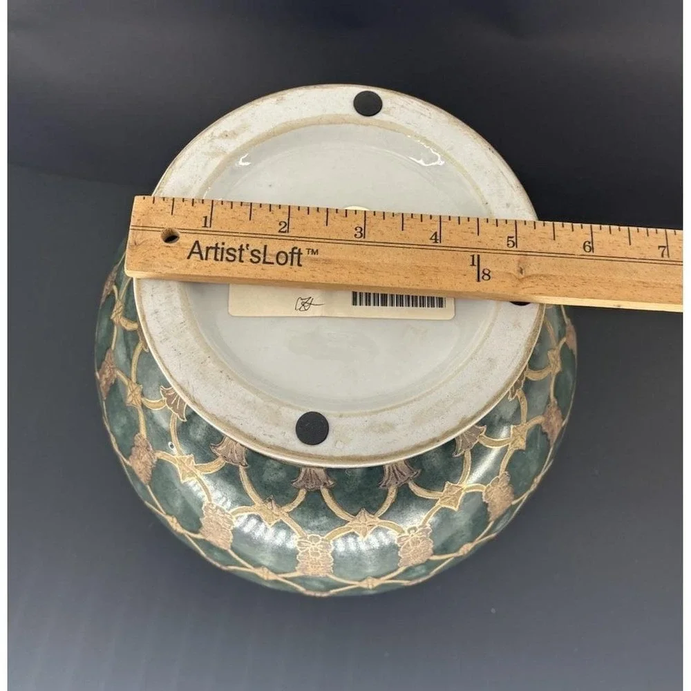 Green Gold Cloisonné Decorative Short Vase